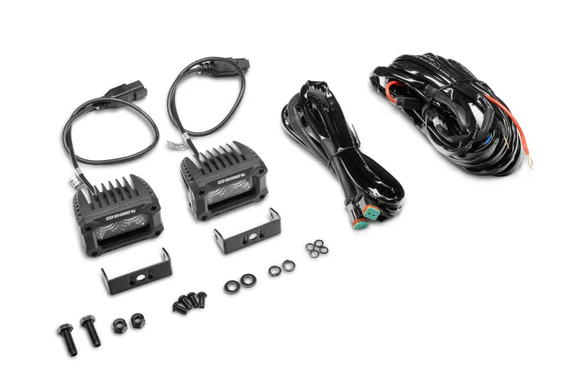 Go Rhino Xplor Bright Series Rectangle LED Flood Light Kit (Surface/Thread Std Mnt) 3x2 - Blk (Pair) - Additional View 6