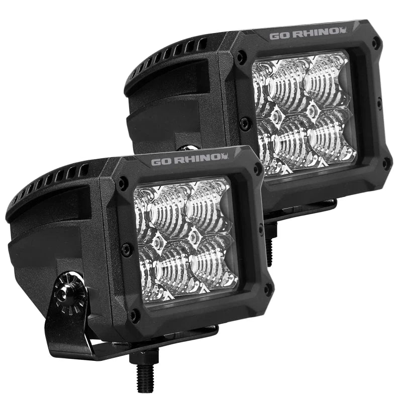 Go Rhino Xplor Bright Series Rectangle LED Flood Light Kit (Surface/Thread Std Mnt) 4x3 - Blk (Pair) - Additional View 5