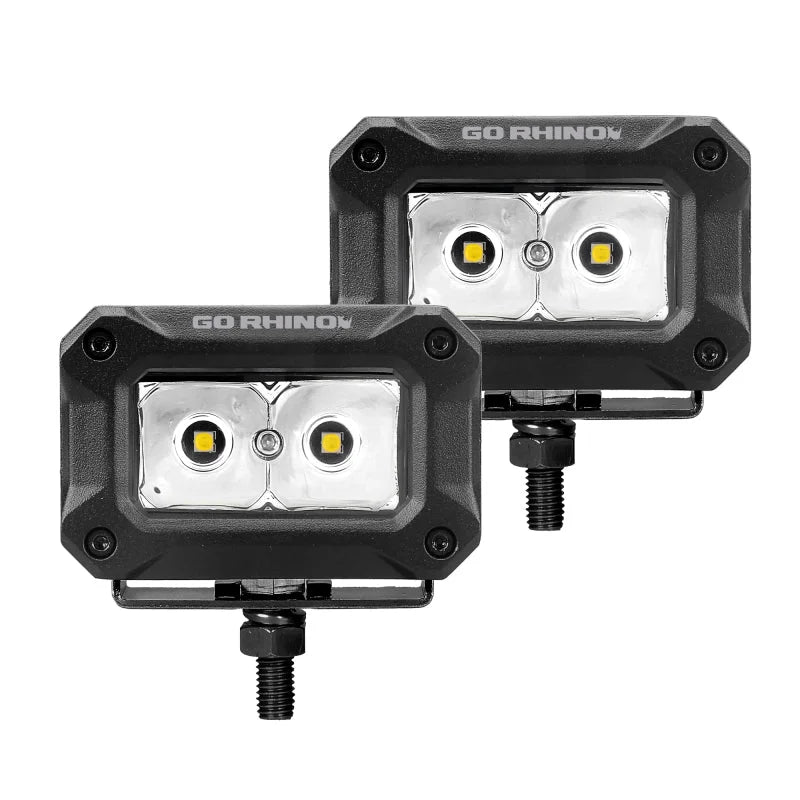 Go Rhino Xplor Bright Series Rectangle LED Spot Light Kit (Surface/Thread Stud Mnt) 3x2 - Blk (Pair) - Main Product View