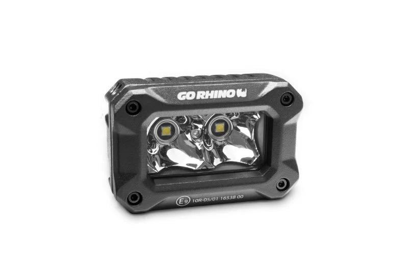 Go Rhino Xplor Bright Series Rectangle LED Spot Light Kit (Surface/Thread Stud Mnt) 3x2 - Blk (Pair) - Back View