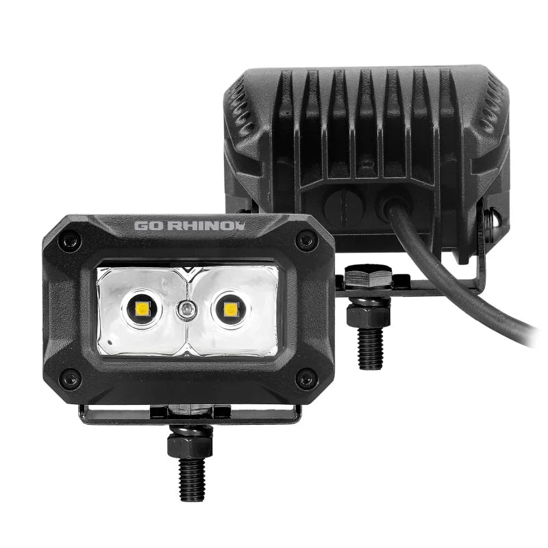 Go Rhino Xplor Bright Series Rectangle LED Spot Light Kit (Surface/Thread Stud Mnt) 3x2 - Blk (Pair) - Installation View