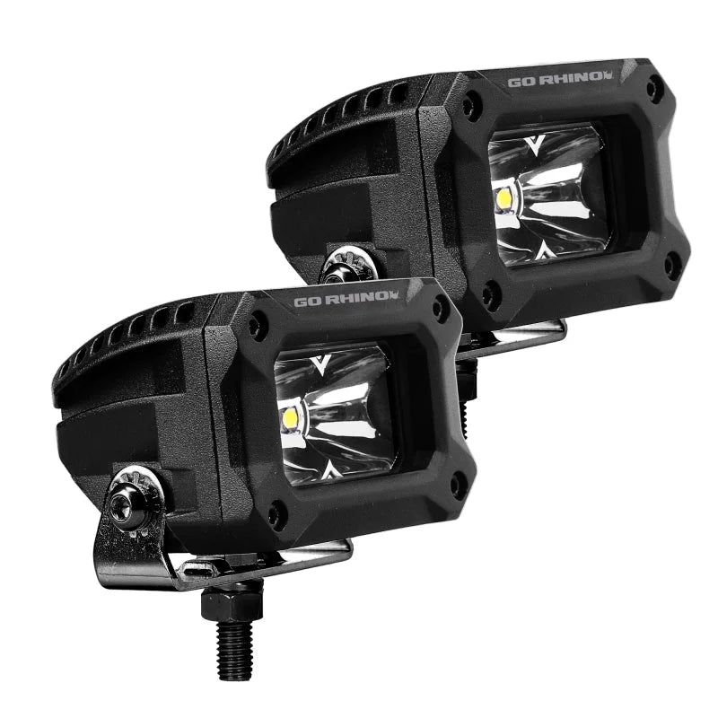 Go Rhino Xplor Bright Series Rectangle LED Spot Light Kit (Surface/Thread Stud Mnt) 3x2 - Blk (Pair) - Additional View 5