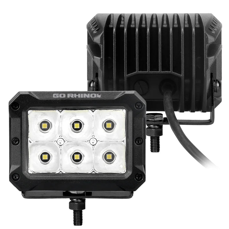 Go Rhino Xplor Bright Series Rectangle LED Spot Light Kit (Surface/Thread Stud Mnt) 4x3 - Blk (Pair) - Additional View 5