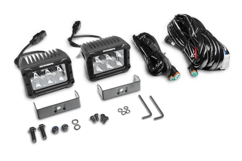 Go Rhino Xplor Bright Series Rectangle LED Spot Light Kit (Surface/Thread Stud Mnt) 4x3 - Blk (Pair) - Additional View 7