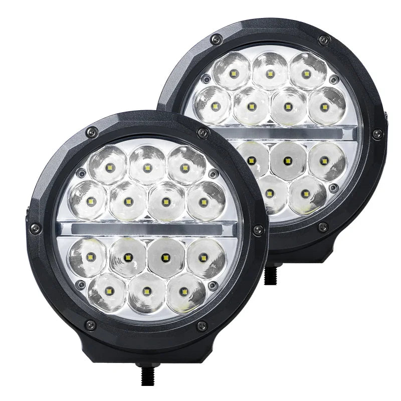 Go Rhino Xplor Bright Series Round LED Driving Light Kit w/DRL (Surface Mount) 6in - Blk (2 pc) - Main Product View