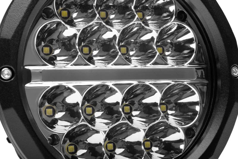 Go Rhino Xplor Bright Series Round LED Driving Light Kit w/DRL (Surface Mount) 6in - Blk (2 pc) - Back View