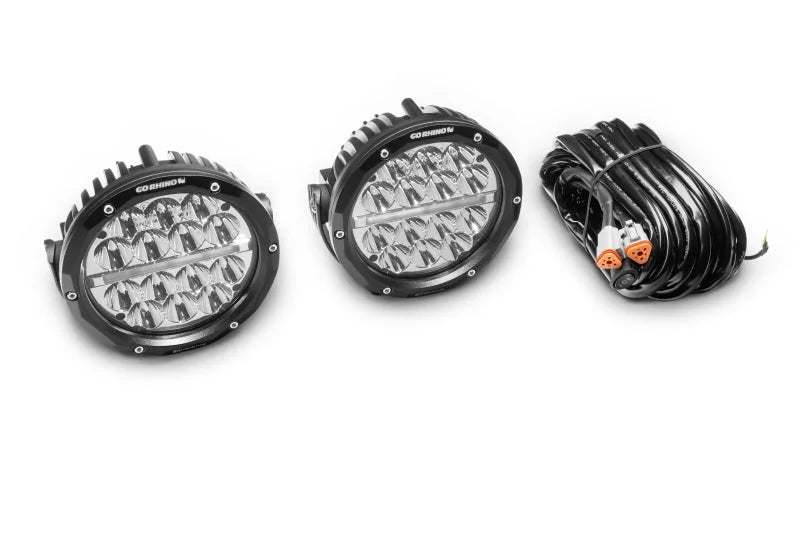Go Rhino Xplor Bright Series Round LED Driving Light Kit w/DRL (Surface Mount) 6in - Blk (2 pc) - Additional View 6