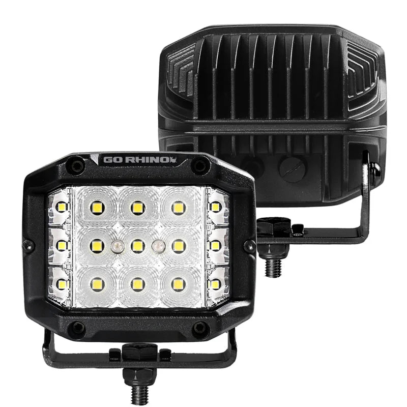 Go Rhino Xplor Bright Series Sideline Cube LED Flood Light Kit (Surface Mount) 4x3 - Blk (Pair) - Additional View 6
