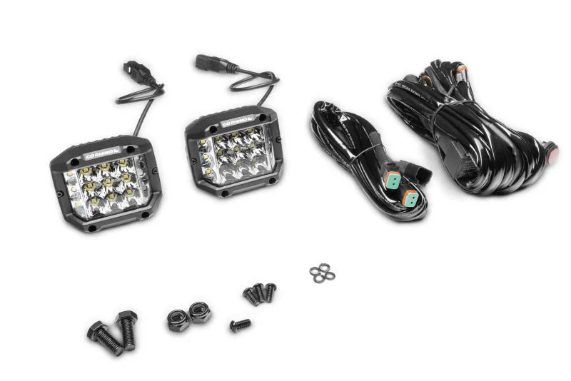 Go Rhino Xplor Bright Series Sideline Cube LED Spot Light Kit (Surface Mount) 4x3 - Blk (Pair) - Installation View