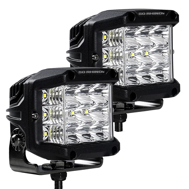 Go Rhino Xplor Bright Series Sideline Cube LED Spot Light Kit (Surface Mount) 4x3 - Blk (Pair) - Additional View 5