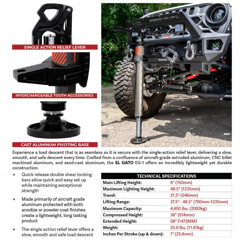 Go Rhino Xventure Gear EG1 El Gato Hydraulic Jack - Graphite - Additional View 5