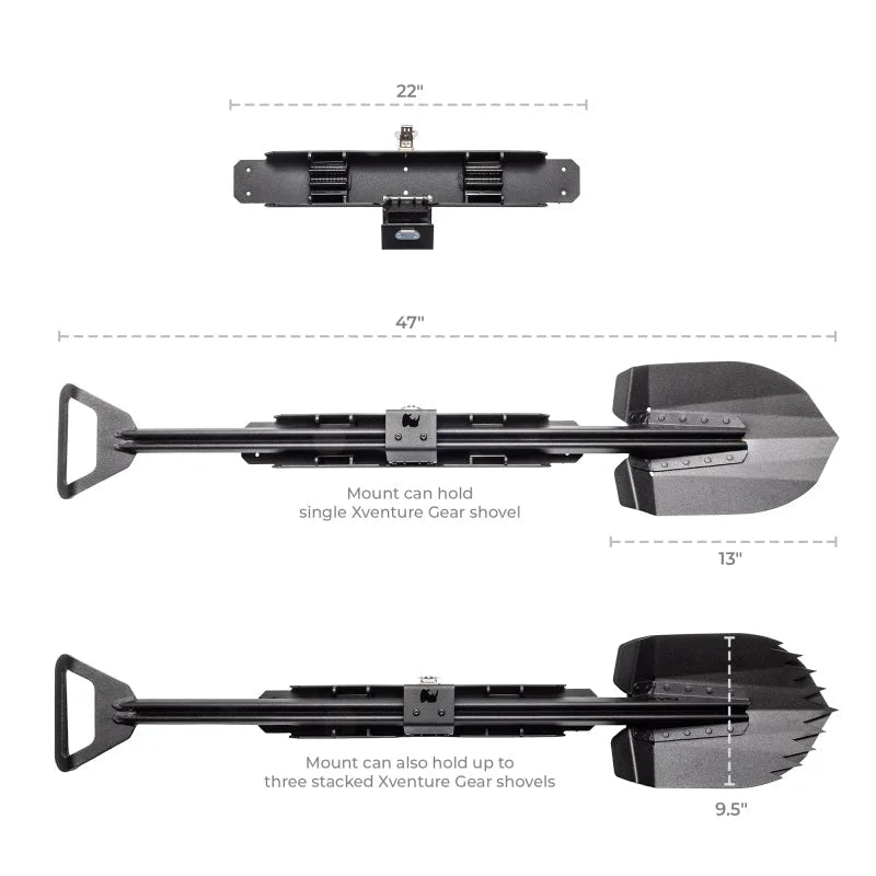 Go Rhino Xventure Gear Sharktooth Stackable Shovel - Textured Black - Back View