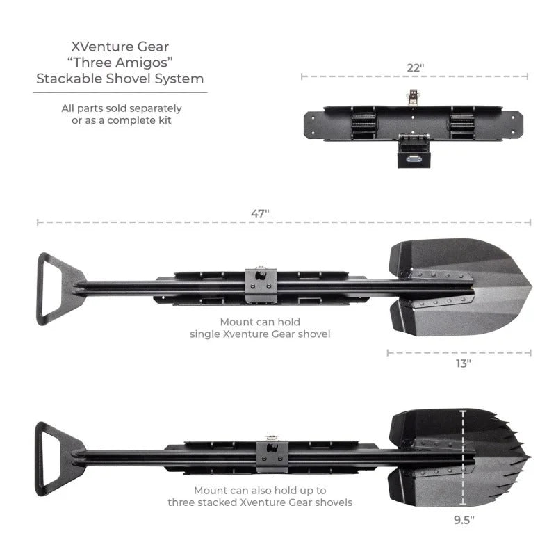 Go Rhino Xventure Gear Sharktooth Stackable Shovel - Textured Black - Installation View