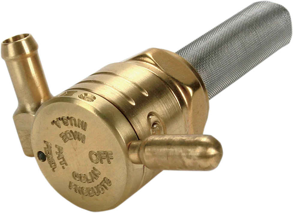 Golan Inc "Click-Slick" Fuel Petcock - Forward - Raw Brass - 22mm 76-312F-BS - Main Product View