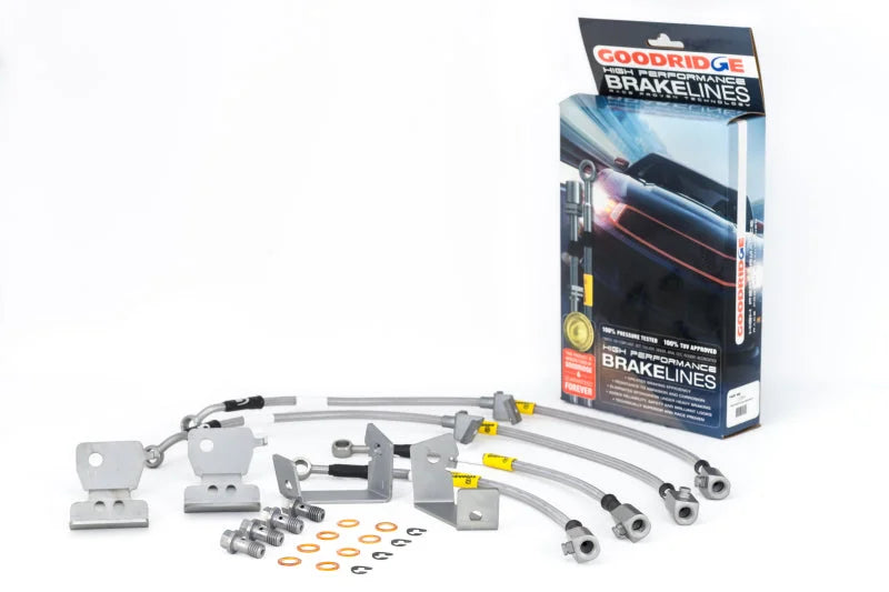 Goodridge 05-14 Ford Mustang (w/ABS) Stainless Steel Brake Line Kit - Side View