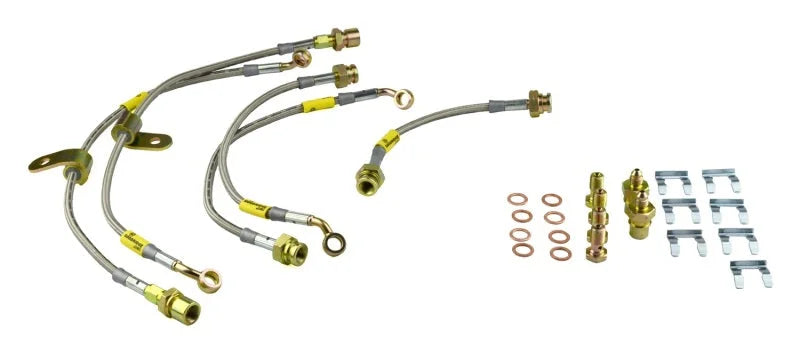 Goodridge 09-12 Cadillac CTS-V (All CTS-V w/ Brembo Brakes) Stainless Steel Brake Line Kit - Side View