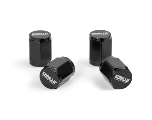 Gorilla Automotive GORILLA VALVE STEM CAP ALUM BLACK 4-PACK VSC-AL-BK