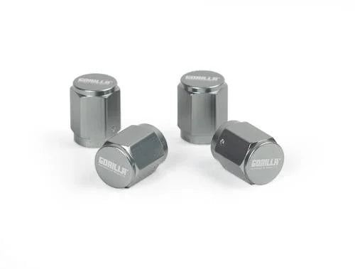 Gorilla Automotive GORILLA VALVE STEM CAP ALUM GRAY 4-PACK VSC-AL-GR
