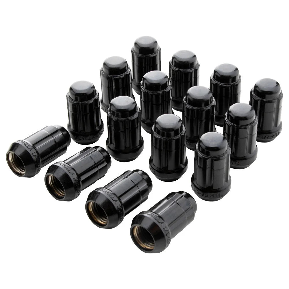 Gorilla Automotive Products (16) Lug Nuts 12-1.25mm Spline Acorn Black K4CS-12125BGR