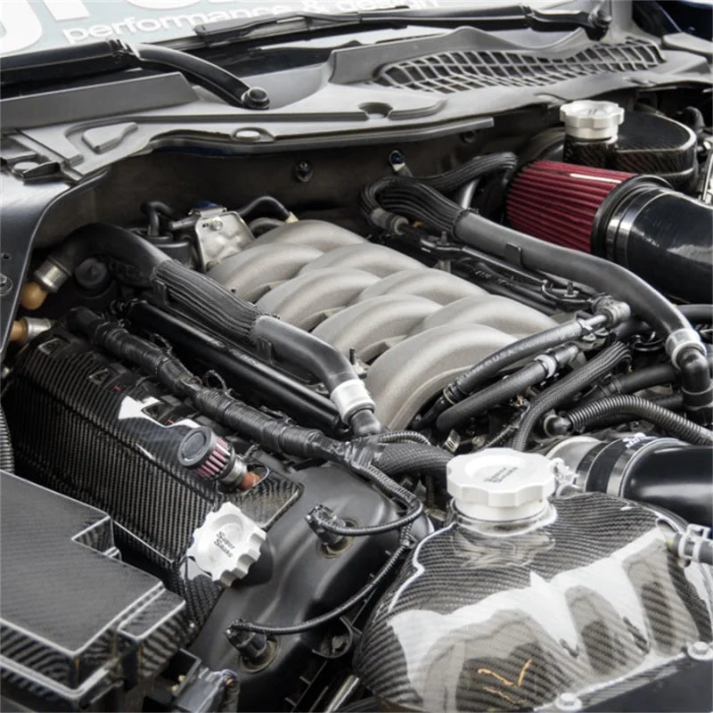 Grams Performance 11-18 Ford Mustang 5.0L Coyote Fuel Rail - Black - Side View