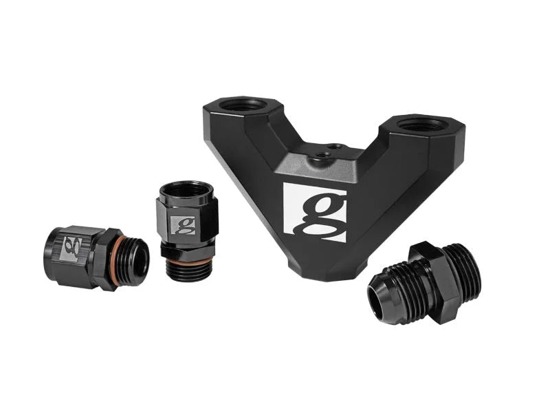 Grams Performance Billet Y-Block Dual Fuel Pumps - Back View