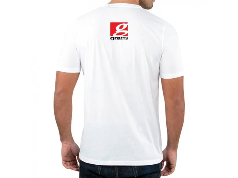 Grams Performance and Design Logo White T-Shirt - M - Side View