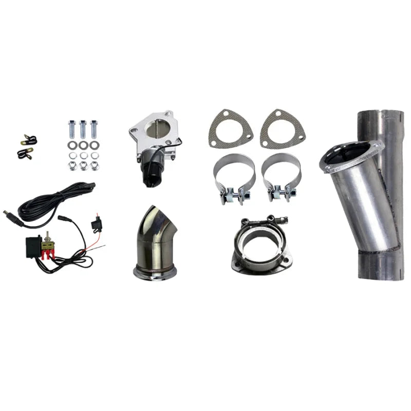 Granatelli 2.5in Aluminized Mild Steel Electronic Exhaust Cutout System w/Slip Fit & Band Clamps - Main Product View