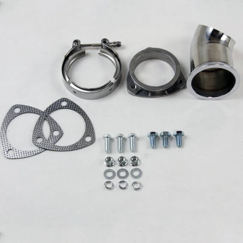 Granatelli 3.0in 304SS Turn Down w/V-Band & Gaskets - Main Product View