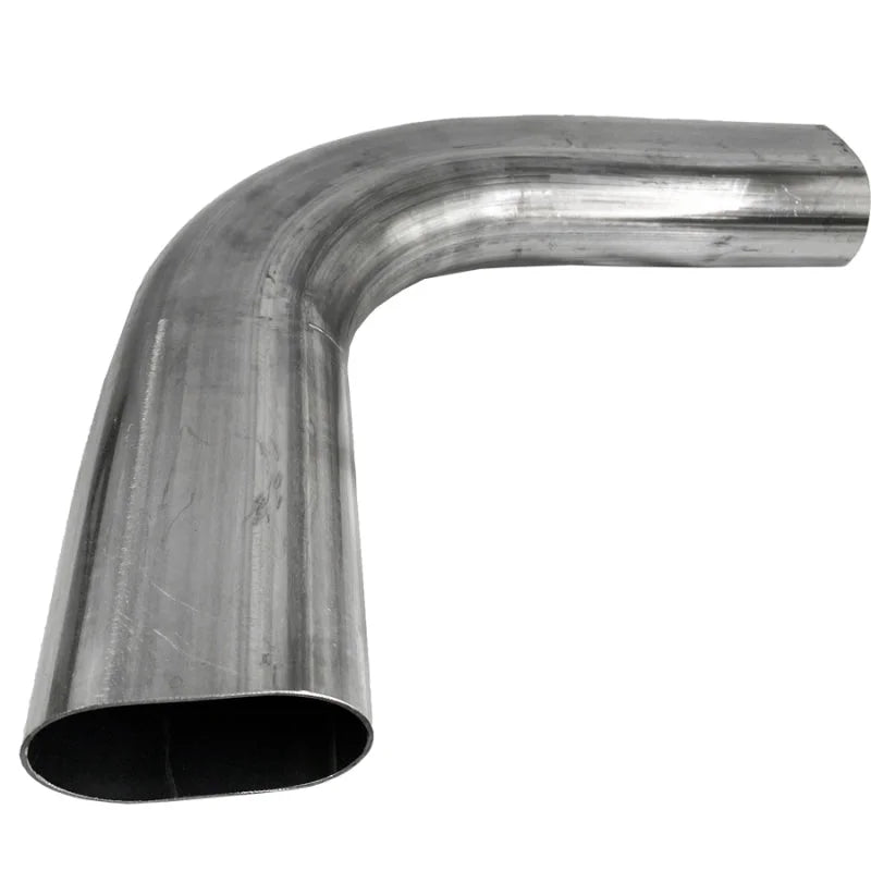 Granatelli 3in Oval Stainless Steel Horizontal 90 Deg Bend 4.5in Bend Radius Tubing - Side View