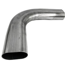 Load image into Gallery viewer, Granatelli 3in Oval Stainless Steel Horizontal 90 Deg Bend 4.5in Bend Radius Tubing - Side View