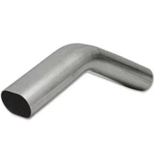 Load image into Gallery viewer, Granatelli 3in Oval Stainless Steel Vertical Radius 45 Deg bend 4.5in Bend Radius Tubing - Side View