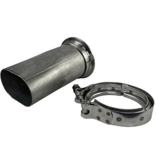 Load image into Gallery viewer, Granatelli 3in Round to 3in Oval Exhaust Pipe Adapter w/V-Band Connection - Side View