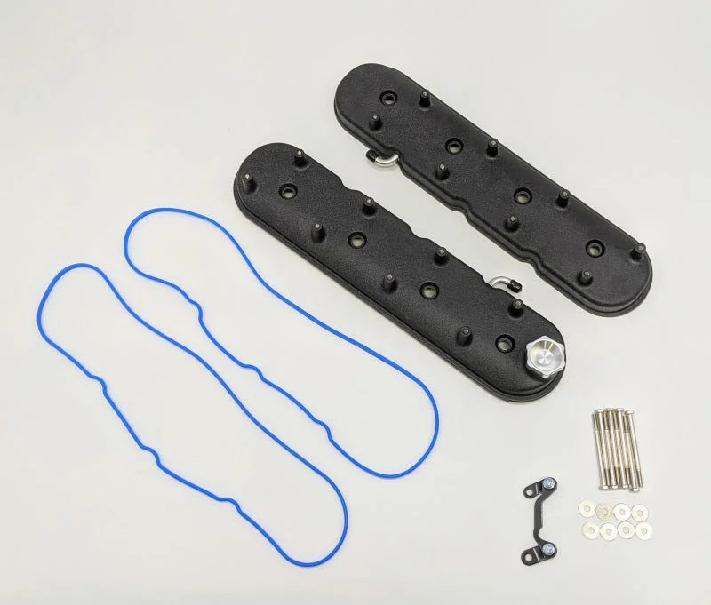 Granatelli 96-22 GM LS Standard Height Valve Cover w/Angled Coil Mount - Blk Wrinkle (Pair) - Main Product View