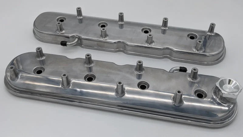 Granatelli 96-22 GM LS Standard Height Valve Cover w/Angled Coil Mount - Polished (Pair) - Side View