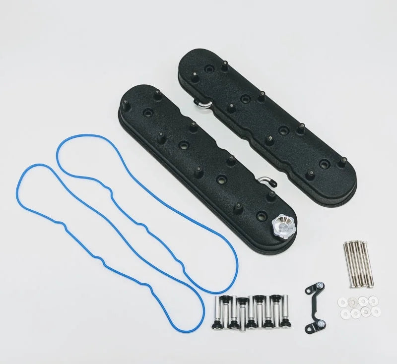 Granatelli 96-22 GM LS Tall Valve Cover w/Angled Coil Mounts - Black Wrinkle (Pair) - Main Product View