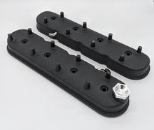 Load image into Gallery viewer, Granatelli 96-22 GM LS Tall Valve Cover w/Angled Coil Mounts - Black Wrinkle (Pair) - Back View