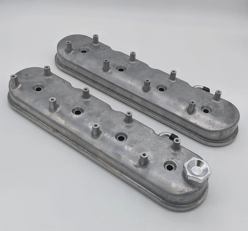 Granatelli 96-22 GM LS Tall Valve Cover w/Integral Angled Coil Mounts - Cast Finish - Back View