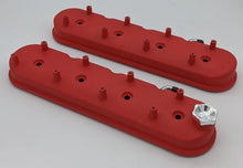 Load image into Gallery viewer, Granatelli 96-22 GM LS Tall Valve Cover w/Integral Angled Coil Mounts - Red Wrinkle (Pair) - Side View