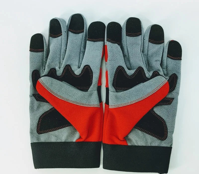 Granatelli X-Large Mechanics Work Gloves - Red/Gray/Black - Detail View