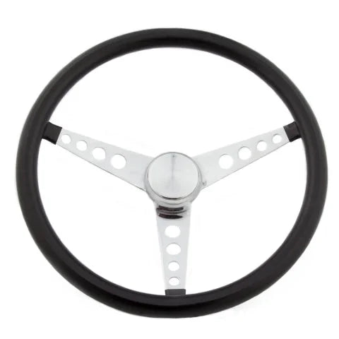 Grant Classic 15in Black Vinyl Wheel - Chrome 3-Spoke 277