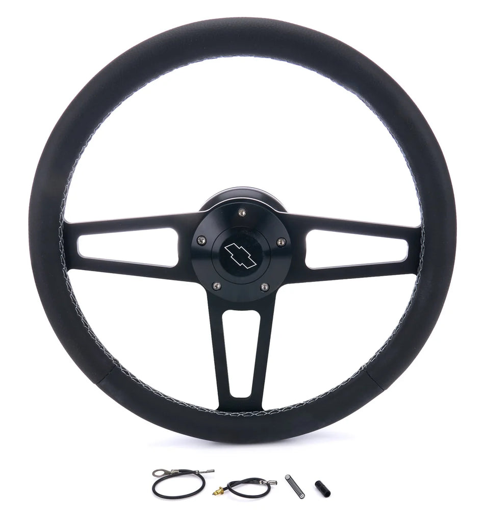 Grant T Series Blk Wheel CHEV Logo/Install Kit 1916