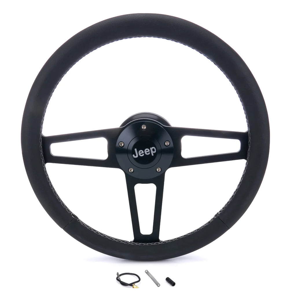 Grant T Series Blk Wheel Jeep Logo/Install Kit 1919