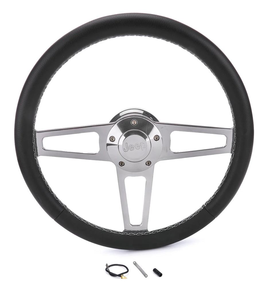 Grant T Series Pol. Wheel Jeep Logo/Install Kit 1914