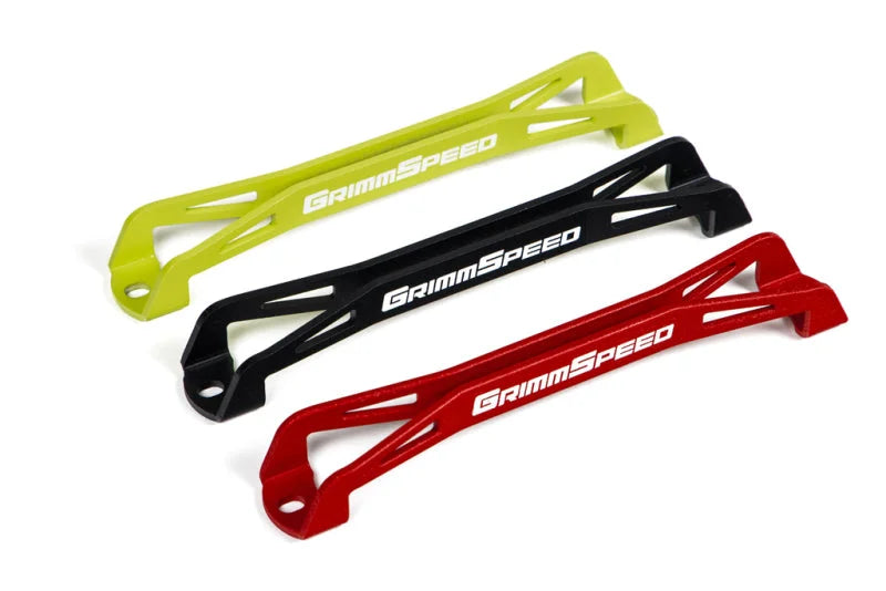 GrimmSpeed 08-18 Subaru WRX/STI Lightweight Battery Tie Down - Red - Side View