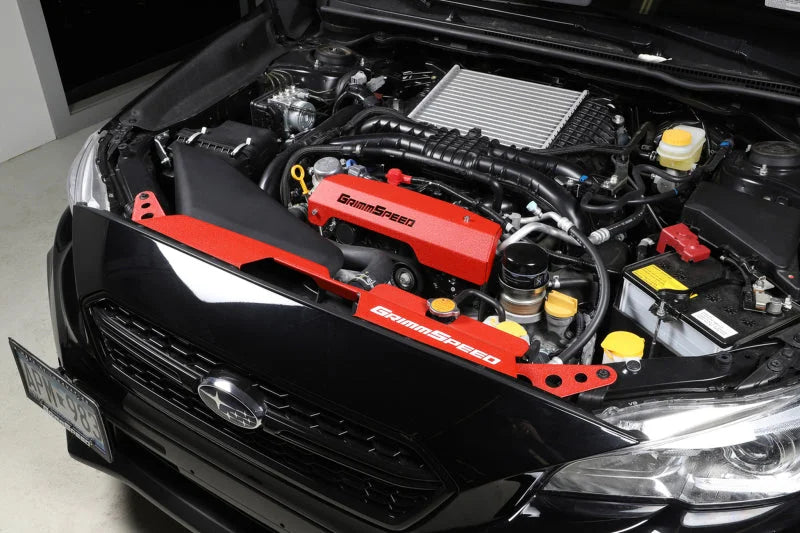 GrimmSpeed 15+ Subaru WRX/STI Radiator Shroud  - Red - Installation View