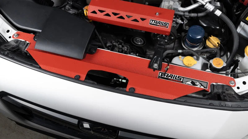 GrimmSpeed 2018+ Subaru Crosstrek TRAILS Radiator Shroud - Red - Side View