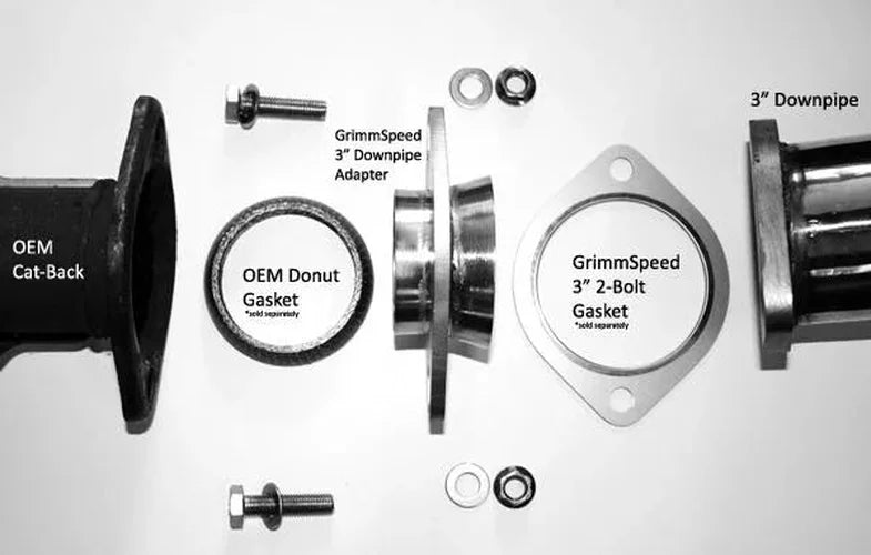 GrimmSpeed 3in Subaru Downpipe Exhaust Adapter - Installation View