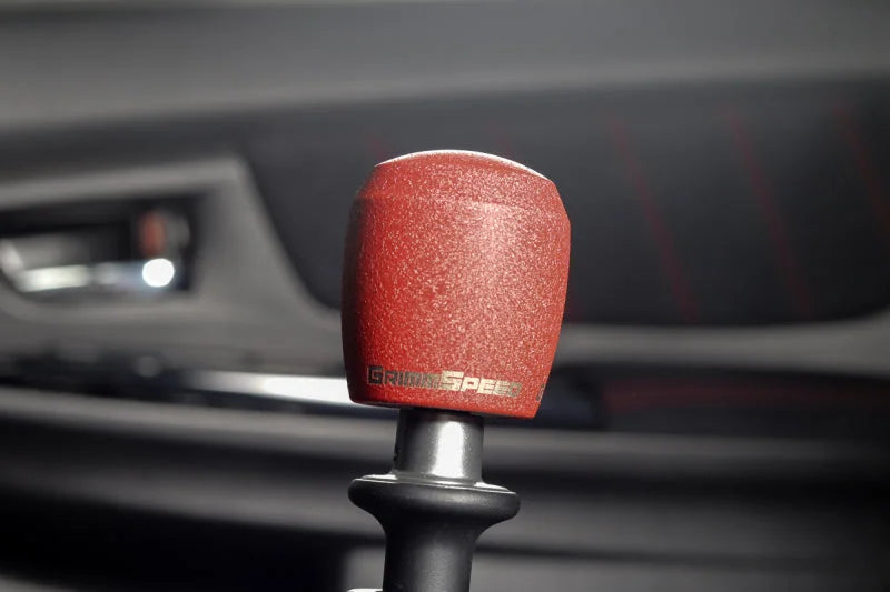 GrimmSpeed Stubby Shift Knob Stainless Steel Red - M12x1.25 - Side View