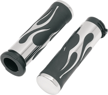 Load image into Gallery viewer, Grips - Flamed - Chrome DragSpecialties 17-0571DB - Main Product View