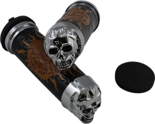 Load image into Gallery viewer, Grips - Skull Grips - Plain Eyes - Chrome DragSpecialties 74693B - Side View